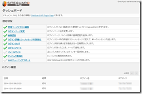 SiteGuardダッシュボード画面